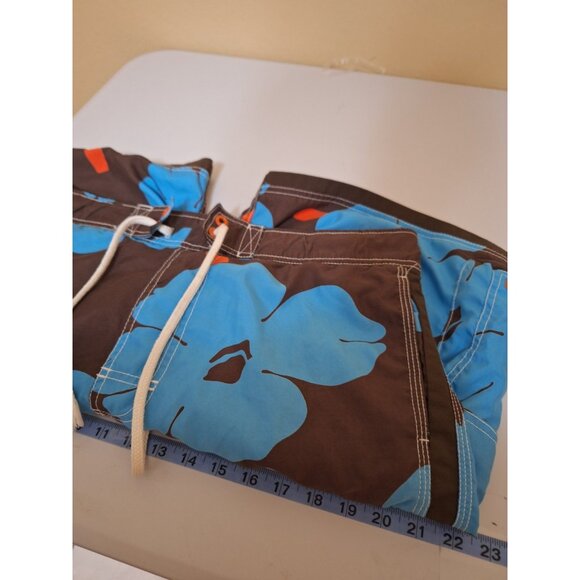 **AMERICAN EAGLE** SWIM SHORTS M  BROWN/BLUE TRUNKS Cargo Beach Y2K - Picture 10 of 11